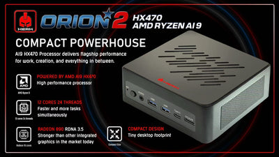 AI 9 HX470 MINI PC - ORION2-H740 Barebones
